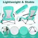 Huwena 2 Pack Beach Chairs with Umbrella for Adults, Low Folding Chair Set, Adjustable Detachable Umbrella, Lightweight Portable with Cup Holder & Carry Bag, for Beach Camping Travel(Green)