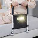 Bed Rails for Elderly Adults Safety, Bed Side Rails for Queen Bed, Medical Bed Assist Rail for Seniors with Motion Light &Storage Pocket, Height Adjustable Grab Bar Handle Fits King Twin Full Size Bed