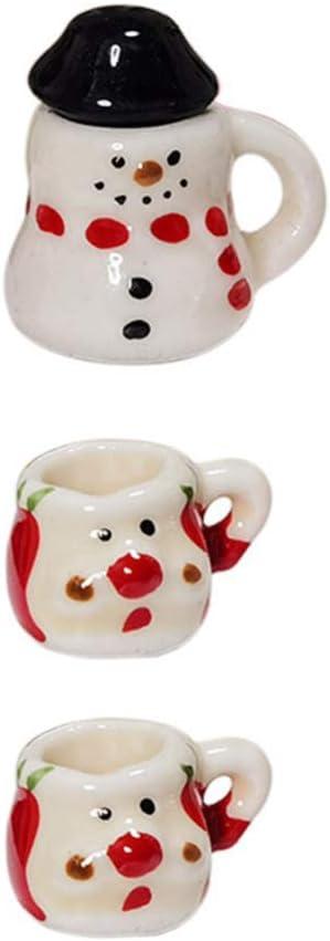 Zerodeko 3pcs Christmas Mini Tea Sets, Miniatures Dollhouse Ceramics Tea Cup Models Christmas Scene Ornaments Coffee Mug Decoration Miniature Dollhouse Accessories Set