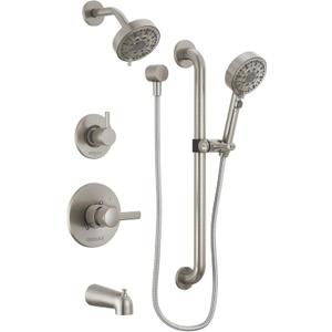 Peerless PTT24447 Precept Pressure Balanced Shower System with Shower Head, Hand Shower, Slide Bar, Shower Arm, Hose, Diverter, Tub Spout, and Valve Trim - Brushed Nickel