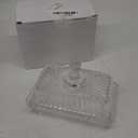 Glass Butter Dish with Lid for Countertop, Crystal Easy-Grip Covered Butter Holder Container for Refrigerator, Dishwasher Safe