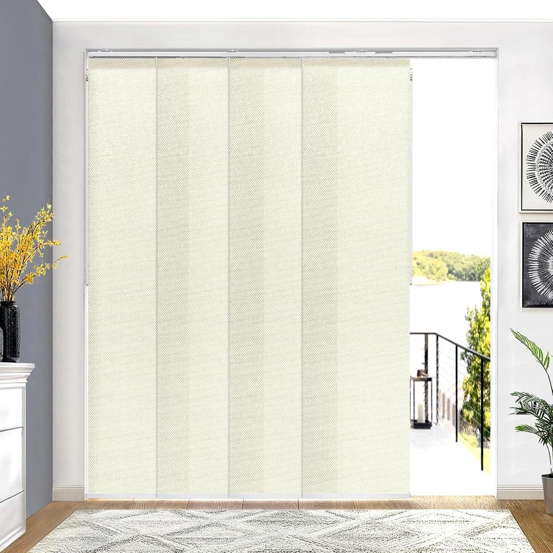 Lazblinds Adjustable Blackout Vertical Blinds for Sliding Doors, Extendable Track (45 3/4'' - 82 5/8'' W), Trimmable Panels Up to 96” H for Room Divider & Patio Door, Cream Light Filtering, 82.63 inches x 96 inches