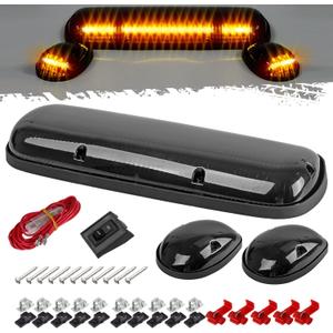 Partsam 3PCS 30LED Cab Marker Roof Running Lights Assembly Compatible with Silverado/Sierra 1500 1500HD 2500 2500HD 3500 2002-2007 Trucks Lights + Wiring Pack