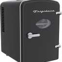 Frigidaire Retro Mini Personal Fridge Cooler, Holds up to 6 Cans, Portable for Car, Office, Bedroom, Dorm Room, or Cabin, AC and DC input, Black