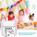 Mini Sticker Printer, Portable Thermal Printer, Inkless Pocket Maker for Study Notes, Pictures, DIY, Label, Photos, DIY, Compatible with iOS & Android