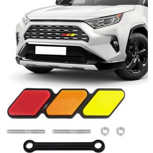 povtii Tri-Color Grille Decor Badge, Personalized Creative Grille Insert Trims, Front Grille Decoration Compatible with 4 Runner RAV4, Exterior Car Accessories (Style D)