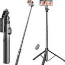 70.6" Phone Stand & Selfie Stick Tripod, Extendable Cell Stand with Remote and Phone Holder for Vlogging/Streaming, Compatible with iPhone Android GoPro