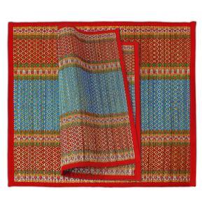 Natural River Grass Handcrafted Pooja Aasan Mat, 18x18 Inch, Multicolor, for Meditation, Prayer and Sitting (Pack of 2)