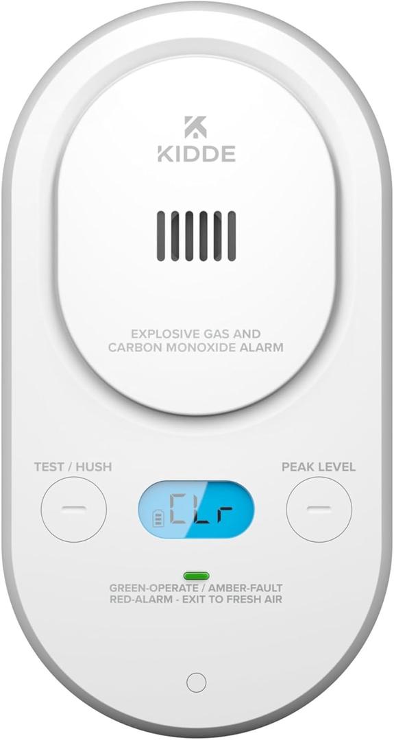 Kidde Carbon Monoxide + Explosive Gas, Natural Gas & Propane Alarm, Plug-in with AA Battery Backup, Digital Backlit Display, 85 dB Alarm, Rotating Plug, LED Status Indicators, 5th Edition, COPDLG