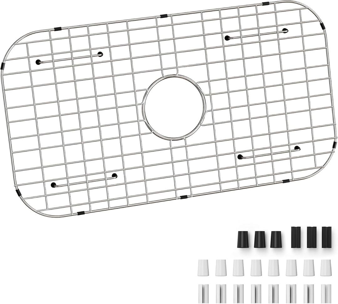 Sink Bottom Grid 24-1/8" x 12-5/8", Centered Drain with Corner Radius 1-1/2", Sink Protector for Single Bowl Kitchen Sinks