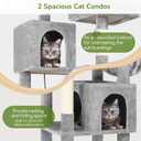 Globlazer 74in Heavy Duty Cat Tree for Large Indoor Cats, Multi-Level Cat Tower with Scratching Post, Cat Condos with Climbing Ladder, Hammock, Extra Large Top Perches, Pet Bed, F74D, Light Grey