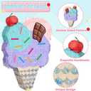 WERNNSAI Ice Cream Piata - Summer Ice Cream Party Decorations for Kids Girls Birthday Pink Piata Game Candyland Sweet Theme Party favors supplies with Bat Blindfold
