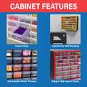 Akro-Mils 64-Drawer Plastic Drawer Storage Cabinet for Garage Organization, Bead Organizer, Building Bricks Storage, Teacher Toolbox, Makeup Organizer, 20" W x 6" D x 16" H, 10164 Black