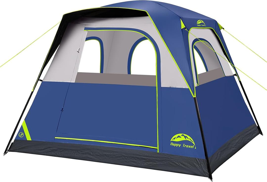 Happy Travel Tent 4 Person Tents for Camping, Tall Cabin Tent with Rainfly