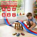 Flexible Race Track Toys for Kids, 15 Ft Flex Tracks Starter Set with Strong Suction Cups - Compatible with Hot Wheels and Diecast 1/64th Cars, Rolls up Portable Race Car Ramp Track (Blue Red)