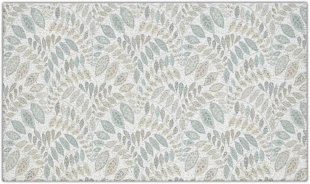 Vintage Leaf Botanical Door Mat, Boho Abstract Doormat for Indoor Outdoor Entrance Porch, Mid Century Modern Welcome Mats for Front Door, Boho Leafy Bathmat Rug for Bathroom, 17x30 Inches (Grey)