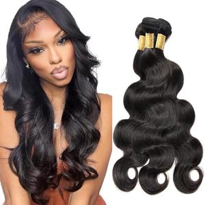 Body Wave Bundles Human Hair #1B Body Wave Bundles 26 28 30 inch #1B Bundle Human Hair Natural Black Color 150g
