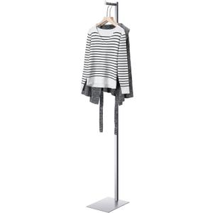 Sintuff Adjustable Cloth Display Stand 48-72 Inches Single Garment Rack Metal Costumer T Shirt Display for Thrift Shop Vendors Retail Store(Silver)