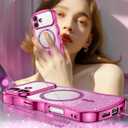 BENTOBEN for iPhone 17 Case Clear, [Compatible with MagSafe][Full Camera Protection][Cute Wave Frame][DIY Glitter Cardstock] Electroplated Wavy Shockproof 17 Phone Case 6.3" for Women, Hot Pink