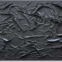 NANKAI Art Hand-Painted Thick Texture Black Minimalist Oil Painting 24x48 Inch Office Corridor Living Room Wall Decorative Art Painting (Nkhb082)