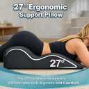 Ergonomic 27 Memory Foam Wedge Pillow for Back & Neck Support, Bed Rest Reading Cushion for Sitting, Watching TV, Posture & Pain Relief (Grey)
