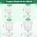 4/6/8/10 Inch Clear Nursery Pots with Drainage and Saucers, 24 Pack Clear Plant Pots, Variety Size Plastic Orchid Flower Pot for Indoor Outdoor