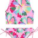 Kanu Surf Girls Daisy UPF 50 Beach Sport Halter Tankini 2-Piece Swimsuit (Kiana Pink)