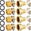 4 Set Brass Garden Hose Repair Connector Kit with Clamps, Fit for 3/4" Garden Hose Fitting,3/4'' Barb x 3/4'' GHT Garden Hose Adapter/Fittings, Water Hose Repair Kit