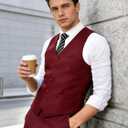 BABEYOND Men's Suit Vest Slim Fit Waistcoat Business Dress Vests for Suit Tuxedo (L)