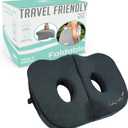 Foldable Sit Bone Seat Cushion - for Sit Bone Pain, Hip, Butt, Ischial Tuberosity, Hamstrings, and Sciatica Pain Relief - for Home, Office, and Driving (Black)