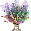 6 PCS Mardi Gras Picks Decoration, 19 Inch Large Glitter Purple Green Gold Floral Pick for Vase Filler, Table Centerpieces, Tree & Wreath DIY, Carnival Picks and Sprays Decor