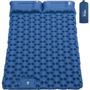 HiiPeak Sleeping Pad for Camping- Ultralight Inflatable Sleeping Mat with Built-in Foot Pump, Upgraded Durable Compact Camping Air Mattress for Tent, Backpacking, Hiking (New Blue Double)