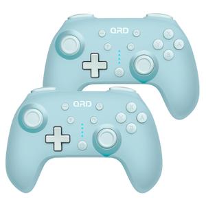 QRD Junior E5 Wireless Controller for Switch/Lite/OLED/Switch 2 Windows PC Mac iOS Andoird,6 Axis Gyro,TURBO (Switch Controller Blue*2PCS)