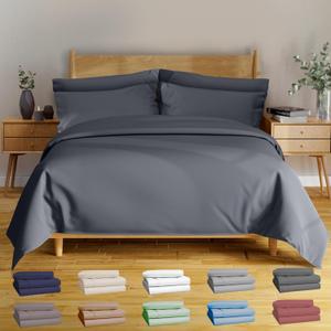 BAMPURE Luxury 6 Pcs King Size Sheet Set - 100% Viscose Bamboo Sheets - Super Soft Cooling Sheets for Hot Sleepers - Deep Pocket (C.Gray)