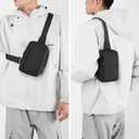 Sireck Crossbody Bag,Cross Body Fanny Packs for Men Women Trendy,Black Small Sling Phone Chest Bag for Workout Running