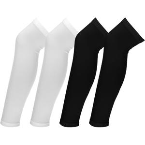 2Pairs Leg Sleeves, Compression Full Length Leg Sleeves for Men Women Basketball Leg Sleeve for Running, Basketball(White&Black)(M)