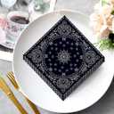 CC HOME Black Bandana Birthday Paper Plates Napkins Paisley Print Disposable Tableware Set Party Supplies Western Cowboy Theme Dinnerware Sets Serves 24 Guests for Party Plates Napkins 88PCS
