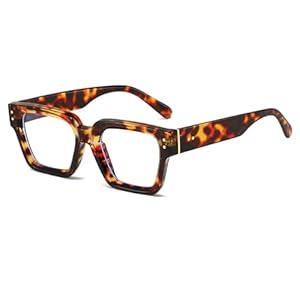 NIDOVIX Square Thick Frame Glasses for Women Men Classic Black Rectangle Vintage Non-Prescription Eyeglasses (Tortoise)