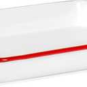 Red Co. 11" x 9" Enamelware Metal Classic 2 Quart Rectangular Serving Tray, Solid White/Red Rim