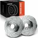 A-Premium 12.80 inch (325mm) Front Drilled and Slotted Disc Brake Rotors Compatible with Select Ford & Lincoln Models - Explorer 2011-2019, Taurus 2010-2019, Flex 2009-2019, MKS, MKT, 2-PC Set