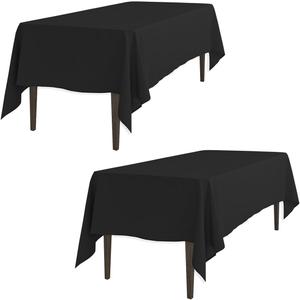 LTC LINENS 2 Pack Black Rectangular Tablecloths 60 x 126 Inches for 8 Feet Rectangle Banquet Tables with Half-Drop - Stain and Wrinkle Resistant Polyester Fabric Cloth Table Covers for Party, Wedding