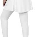 ANIVIVO Skirted Leggings for Women with Pockets, Tennis Yoga Pleated Skirt with Leggings (Small, White)