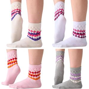 Women's Slouchy Socks Soft Casual Calf Socks Retro Scrunch Crew Socks 3/4 Pairs (M)