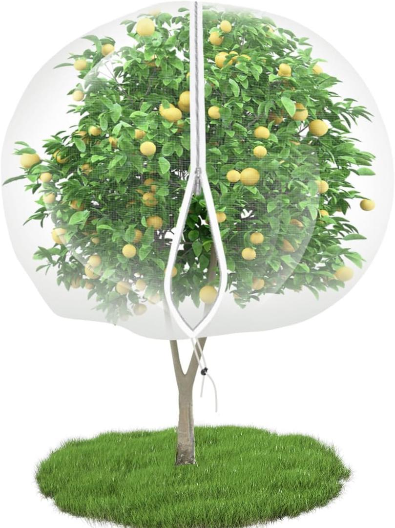 8' x 10' Large Fruit Tree Netting for Squirrels and Birds with Drawstring, Insect Bird Netting Pest Barrier for Garden Protection (White)