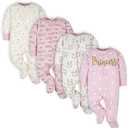 Gerber Baby Girls 4 Pack Sleep 'N Play Footie 6-9