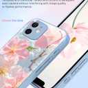 Flower Phone Case for iPhone 15 Pro Max, Delicate Floral Art Pattern Cover, Camera Lens Protector & Shockproof, Silicone Lanyard, Cute Slim & Lightweight for iPhone 15 Pro Max Case (Blue)