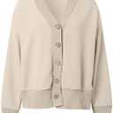 Women's Autumn And Winter Fashion Button Solid Color Loose Casual Cardigan  (XX-Large, Beige)