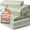 LANE LINEN Extra Long Twin Sheets 100% Egyptian Cotton Sateen - Mineral | Twin Bed Sheets Cotton - 3-Piece Set, Ideal For Dorms And Guest Beds, For A Luxurious Night's Sleep, Luxe Sheen,