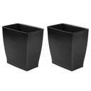 iDesign Small Plastic Bathroom Trash Can, Slim Rectangle Garbage Bin for Bedroom, Office, Dorm, 2-Pack, Black