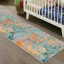 Lahome Modern Abstract Runner Rug - 2x6 Washable Hallway Rug Runner Soft Colorful Bedoom Carpet, Non-Slip Low Pile Contemporary Accent Mats for Kitchen Nursery Laundry Room (Rosy)